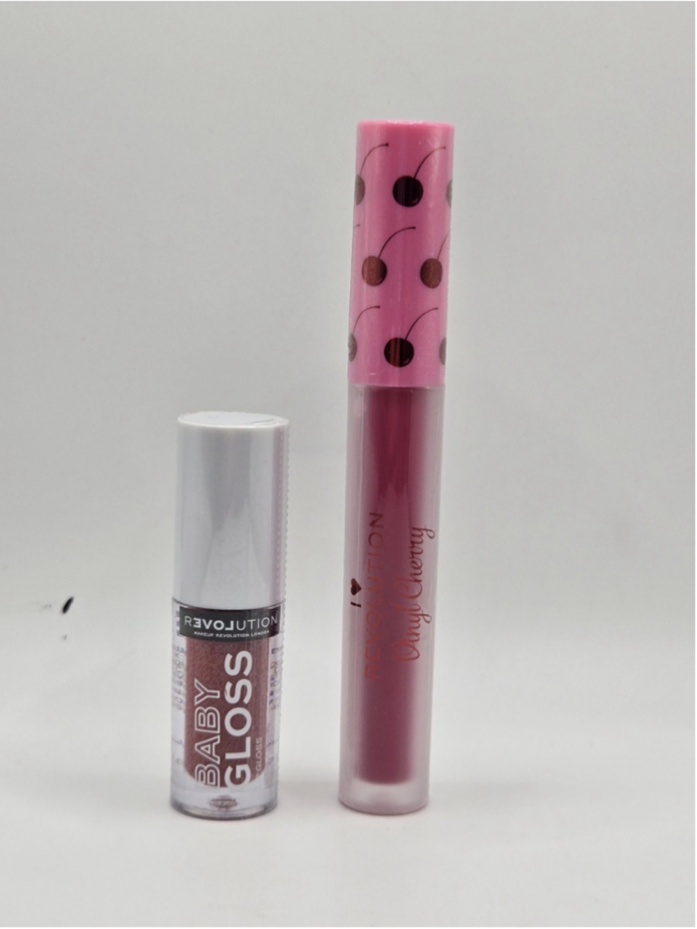 Revolution Lip Gloss Lot of 2 Baby Gloss Babe & Vinyl Cherry Cherryade New... - Picture 3 of 4